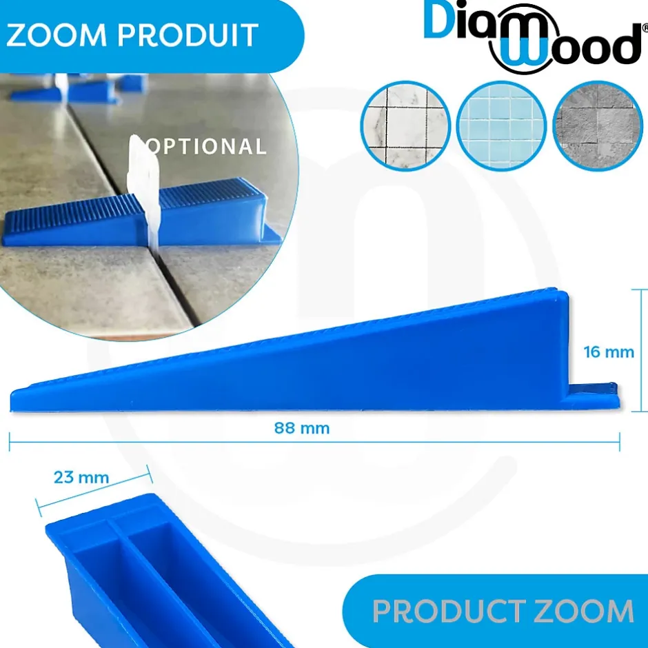 Diamwood Expert En Equipement 250 Cales Autonivelantes pour Croisillons l. 23 x L. 88 mm - Diamwood