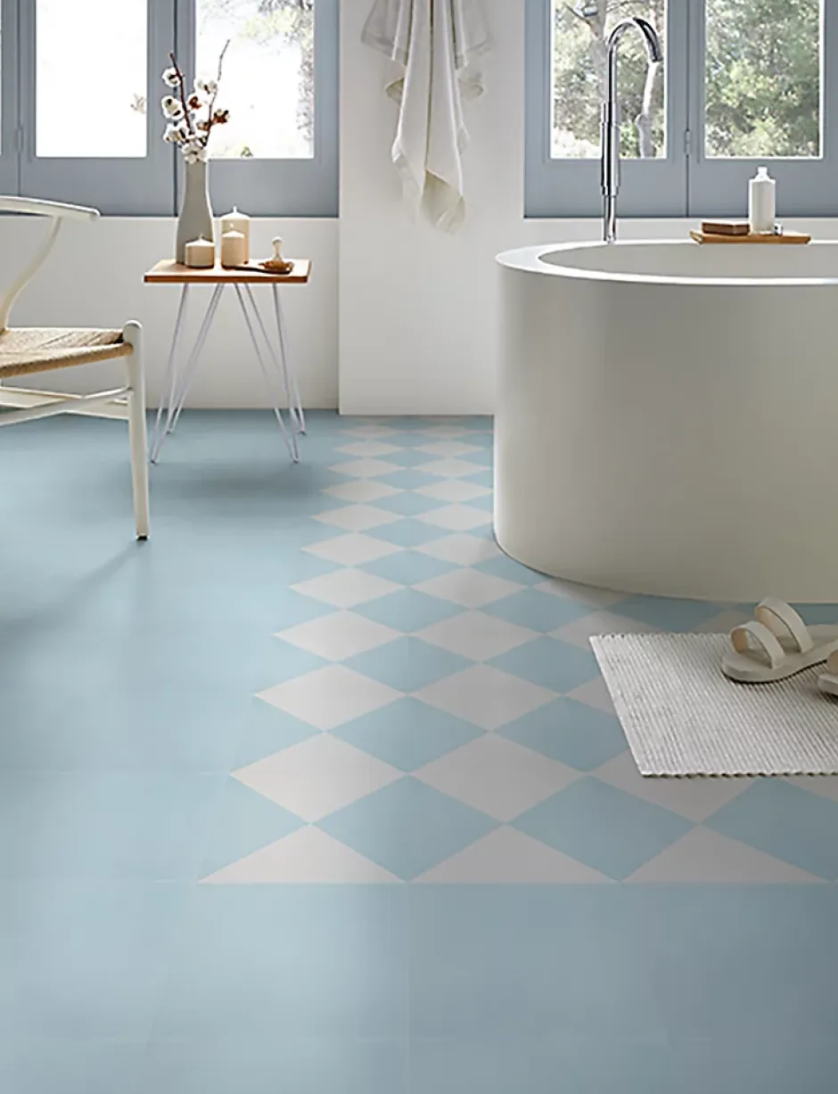 4 Carreaux de ciment véritable 0,16m2 / Carreaux de ciment artisanaux pour sol et mur coloris Bleu - l.20 x L.20cm-Pegane