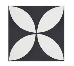 Pegane 4 Carreaux de ciment véritable 0,16m2 / Carreaux de ciment artisanaux pour sol et mur coloris noir/blanc - l.20 x L.20cm