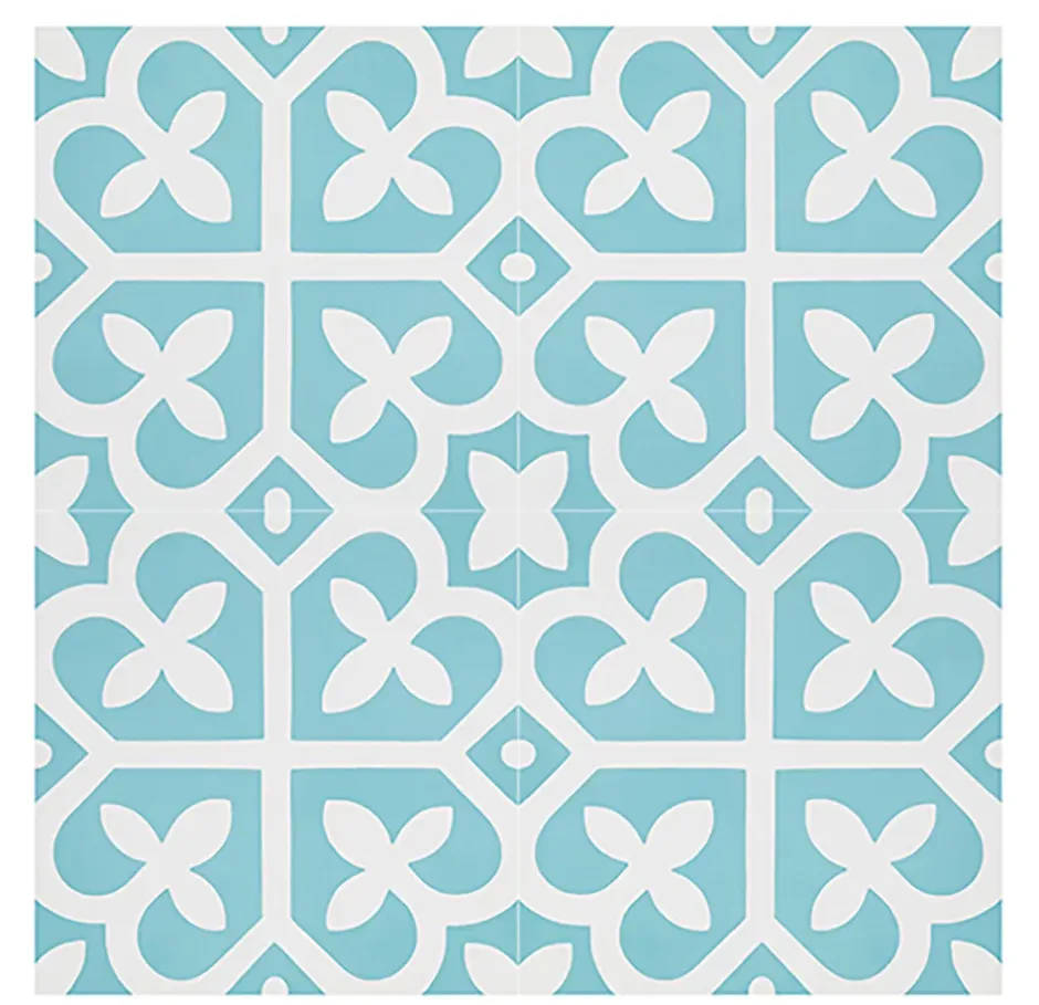 Pegane 4 Carreaux de ciment véritable 0,16m2 / Carreaux de ciment artisanaux coloris bleu pour sol et mur - l.20 x L.20 cm