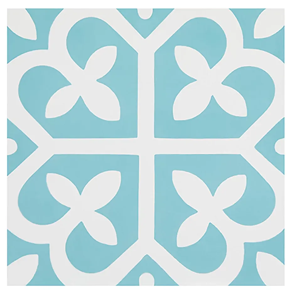 Pegane 4 Carreaux de ciment véritable 0,16m2 / Carreaux de ciment artisanaux coloris bleu pour sol et mur - l.20 x L.20 cm