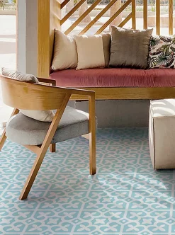 Pegane 4 Carreaux de ciment véritable 0,16m2 / Carreaux de ciment artisanaux coloris bleu pour sol et mur - l.20 x L.20 cm