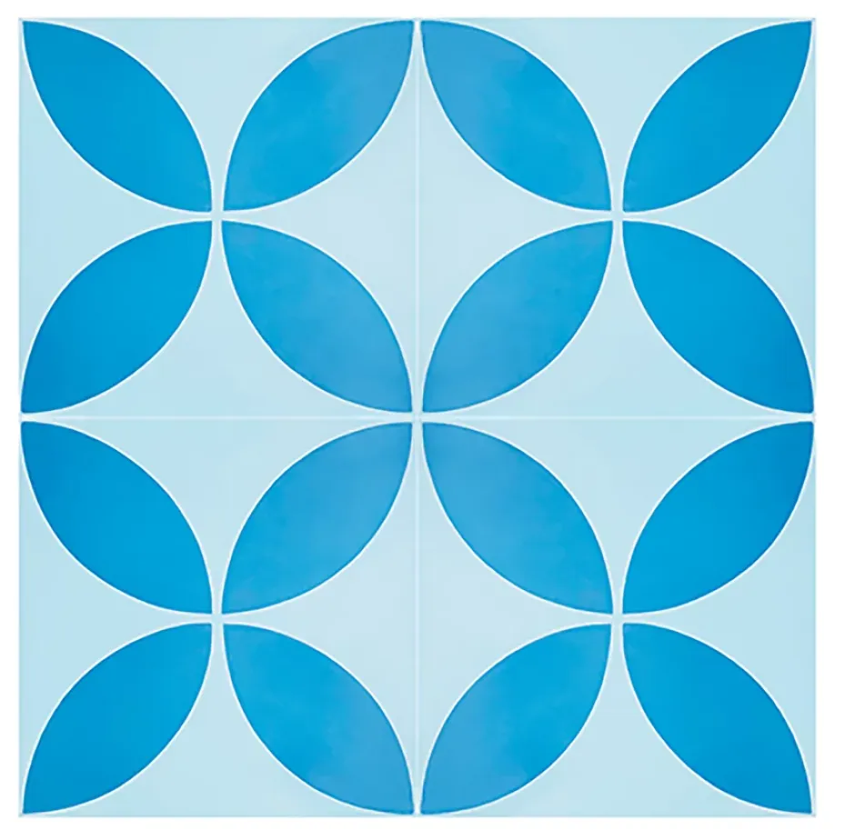 Pegane 4 Carreaux de ciment véritable 0,16m2/ Carreaux de ciment artisanaux coloris Bleu pour sol et mur - l.20 x L.20cm