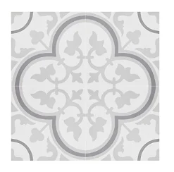 Pegane 4 Carreaux de ciment véritable 0,16m2 / Carreaux de ciment artisanaux pour sol et mur coloris Gris - l.20 x L.20cm