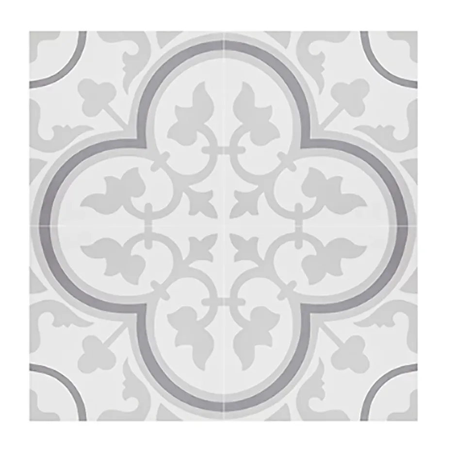 Pegane 4 Carreaux de ciment véritable 0,16m2 / Carreaux de ciment artisanaux pour sol et mur coloris Gris - l.20 x L.20cm