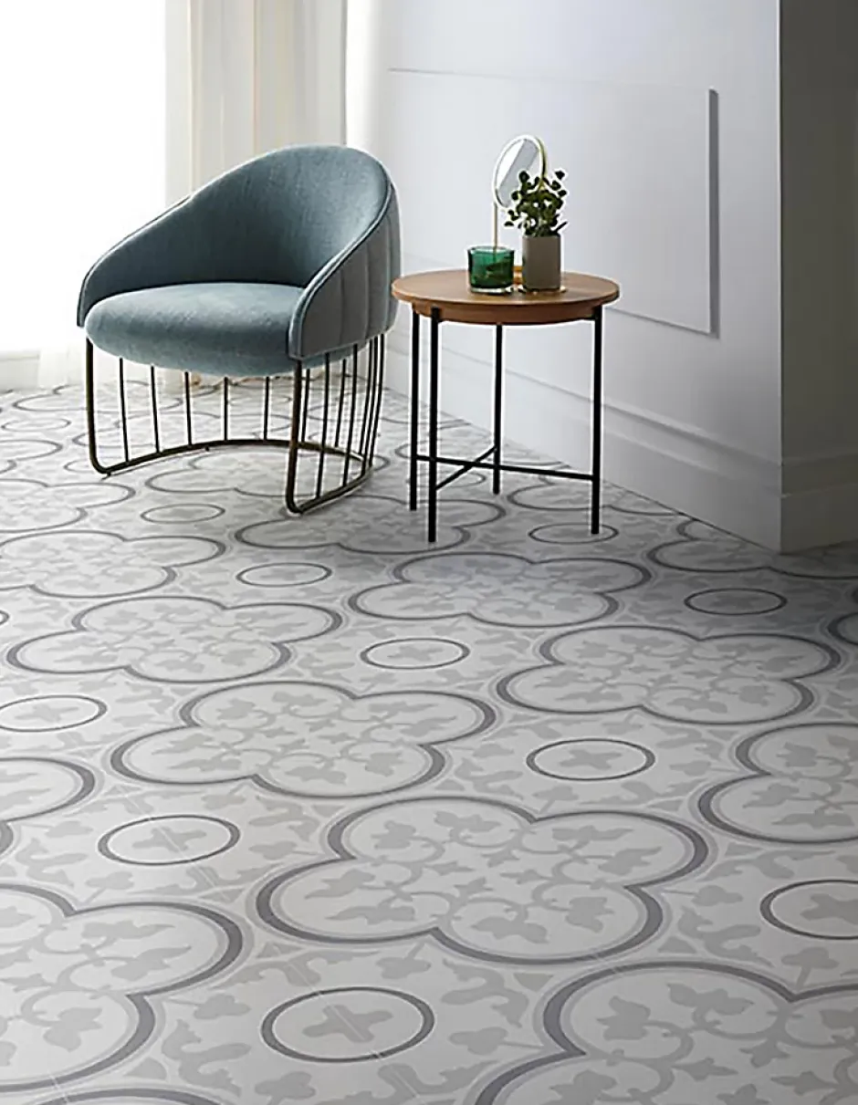 Pegane 4 Carreaux de ciment véritable 0,16m2 / Carreaux de ciment artisanaux pour sol et mur coloris Gris - l.20 x L.20cm