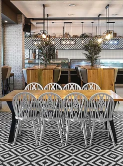 Pegane 4 Carreaux de ciment véritable 0,16m2 / Carreaux de ciment artisanaux coloris noir/blanc pour sol et mur - l.20 x L.20 cm