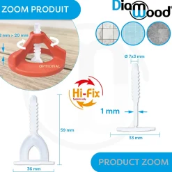 Diamwood Expert En Equipement 100 Croisillons Autonivelants à Visser 1 mm "HI-FIX" pour Carreaux de 2 à 20 mm - Diamwood