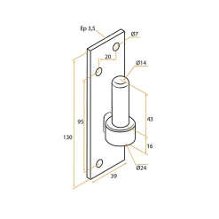 2 Gonds sur Platine, Noir, Diamètre 14 mm, Acier, pour Volet Battant Bois et PVC-Tirard Hot