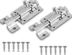 Deko 2 loquets à pêne dormant en acier inoxydable avec pênes coulissants pour portes, portails de jardin, acier inoxydable