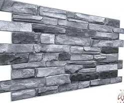 Ikhemalarka 4 m² 10 panneaux PVC 3D effet pierre muraux & de plafond, revêtement imitation carrelage Grey Stone