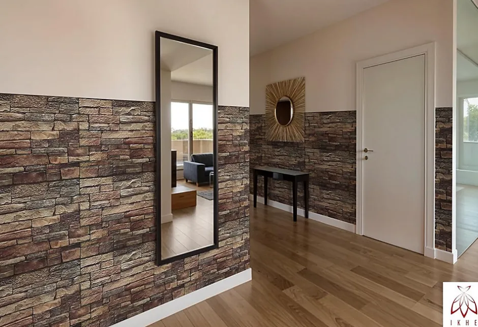 4 m² 10 panneaux PVC 3D effet pierre muraux & de plafond, revêtement imitation carrelage CPVC09-Ikhemalarka