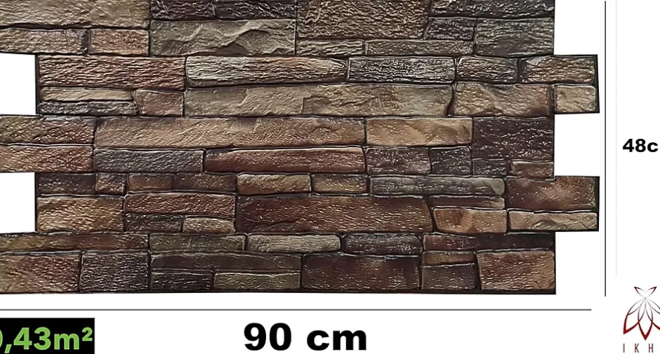 4 m² 10 panneaux PVC 3D effet pierre muraux & de plafond, revêtement imitation carrelage CPVC09-Ikhemalarka