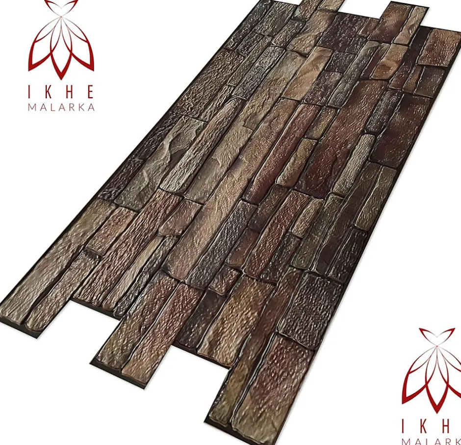 4 m² 10 panneaux PVC 3D effet pierre muraux & de plafond, revêtement imitation carrelage CPVC09-Ikhemalarka