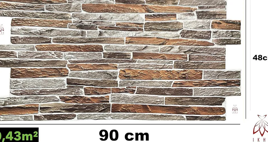 Ikhemalarka 4 m² 10 panneaux PVC 3D effet pierre muraux & de plafond, revêtement imitation carrelage CPVC9