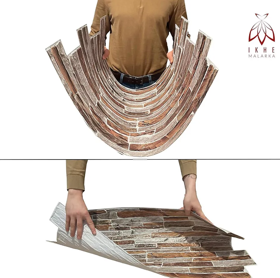 Ikhemalarka 4 m² 10 panneaux PVC 3D effet pierre muraux & de plafond, revêtement imitation carrelage CPVC9