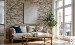 4 m² 10 panneaux PVC 3D effet pierre muraux & de plafond, revêtement imitation carrelage Sand Stone Slate-Ikhemalarka Outlet