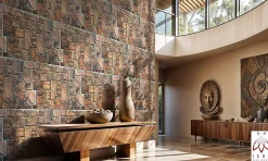 Ikhemalarka 4 m² 10 panneaux PVC 3D effet pierre muraux & de plafond, revêtement imitation carrelage Natur Stone