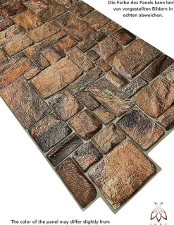 Ikhemalarka 4 m² 10 panneaux PVC 3D effet pierre muraux & de plafond, revêtement imitation carrelage Natur Stone