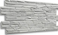Ikhemalarka 4 m² 10 panneaux PVC 3D effet pierre muraux & de plafond, revêtement imitation carrelage Quartzite Grey