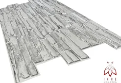 Ikhemalarka 4 m² 10 panneaux PVC 3D effet pierre muraux & de plafond, revêtement imitation carrelage Quartzite Grey