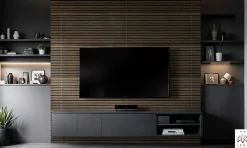 Ikhemalarka 6 m2 12 pièces Panneaux muraux de plafond en polystyrène Effet lamelle Décor Imitation Lamelle Revêtement léger XL Slats Gold