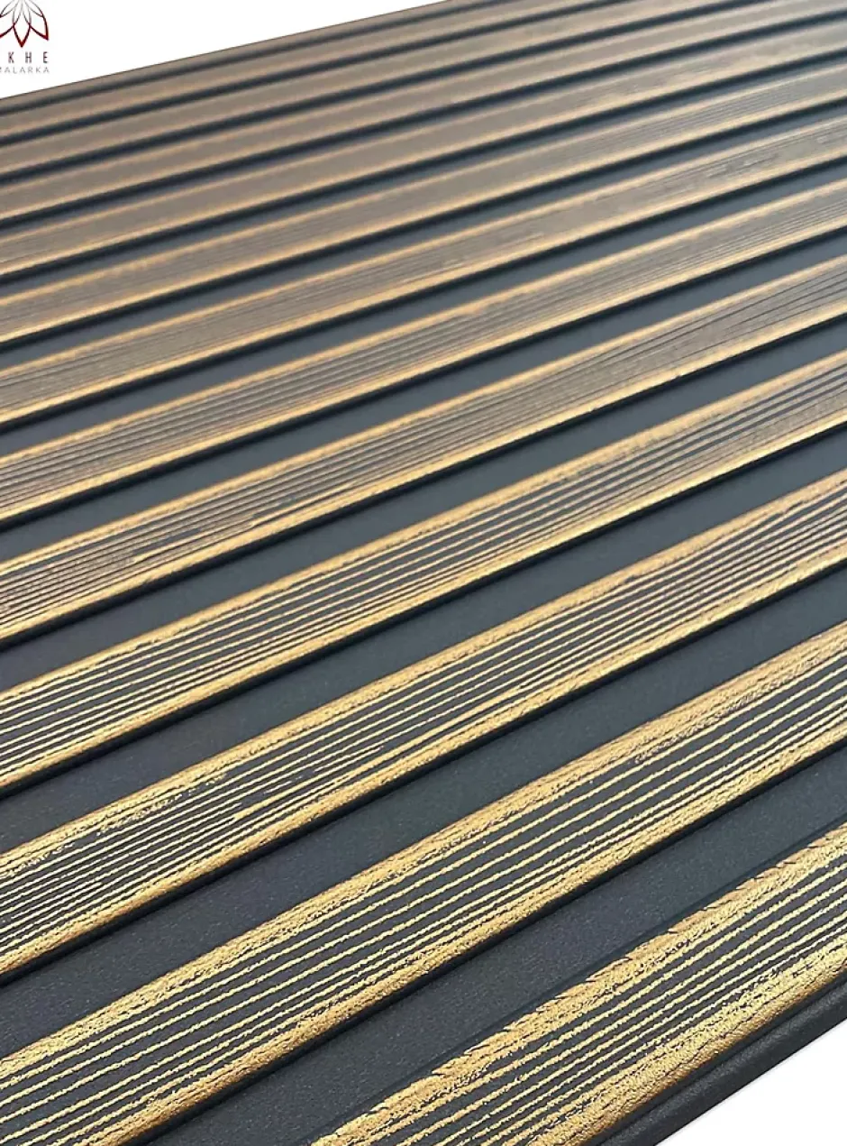 Ikhemalarka 6 m2 12 pièces Panneaux muraux de plafond en polystyrène Effet lamelle Décor Imitation Lamelle Revêtement léger XL Slats Gold