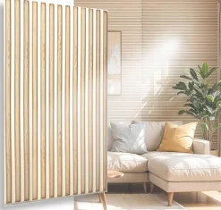 Ikhemalarka 6 m2 12 pièces Panneaux muraux de plafond en polystyrène Effet Lattes Décor Imitation Lamelle Revêtement léger Slats White Gold