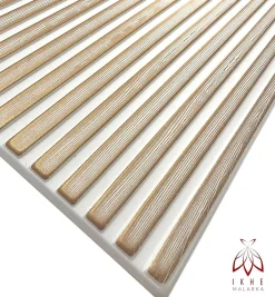 Ikhemalarka 6 m2 12 pièces Panneaux muraux de plafond en polystyrène Effet Lattes Décor Imitation Lamelle Revêtement léger Slats White Gold