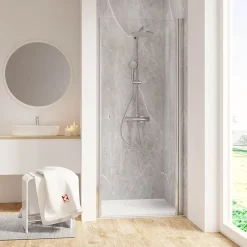 Schulte 2 panneaux muraux de salle de bains l.100x255 cm, décor pierre gris clair, DécoDesign