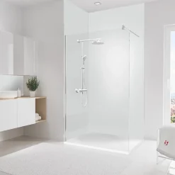 2 panneaux muraux de salle de bains l.120+90x255 cm, blanc, DécoDesign-Schulte Clearance