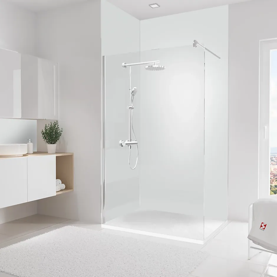 2 panneaux muraux de salle de bains l.120+90x255 cm, blanc, DécoDesign-Schulte Clearance