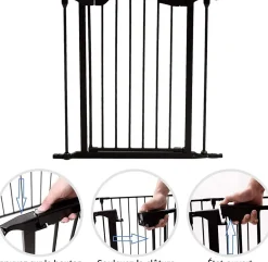 Giantex 8 Pcs Barrieres de Securite Extensible a Pression Grill DIY Protection pour Bebe Animaux Cheminee Escalier Noir