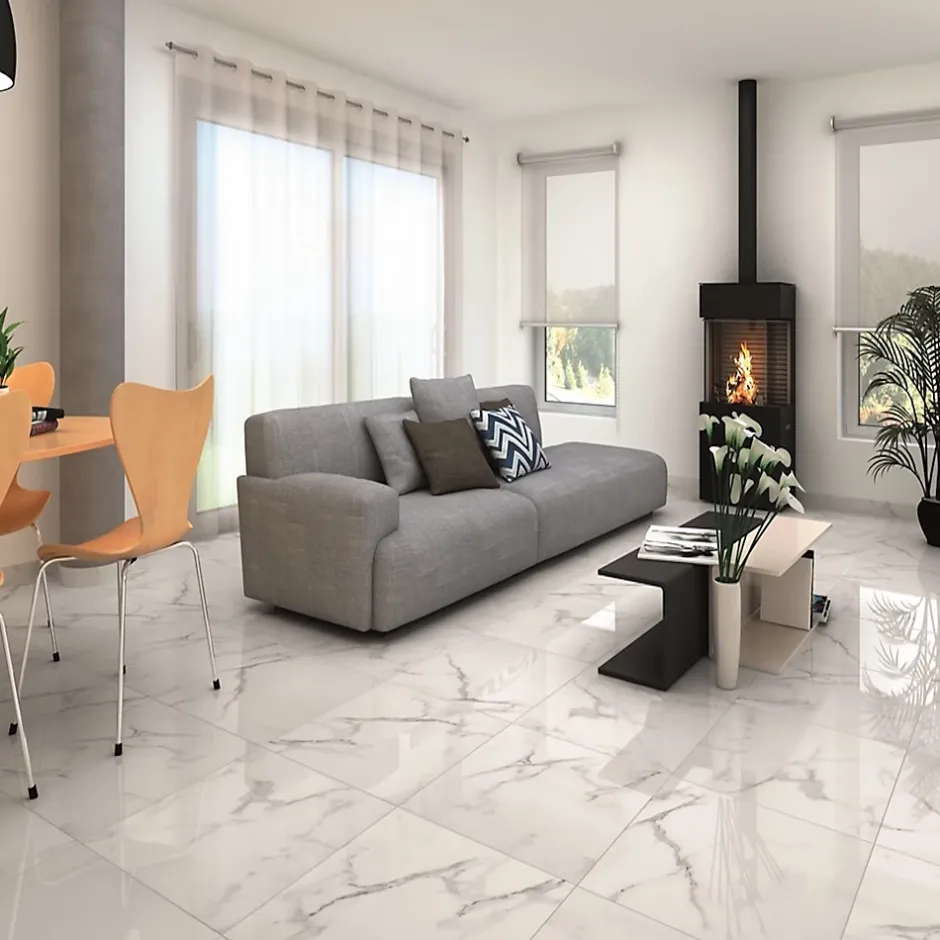 Ecoceramic 5 Plinthes carrelage blanc brillant L.60 x l.8 cm, Aria