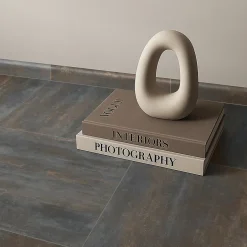 2 Plinthes carrelage effet béton marron cuivré L.60 x l.7,5cm x ép.7,4 mm, Upper- Outlet