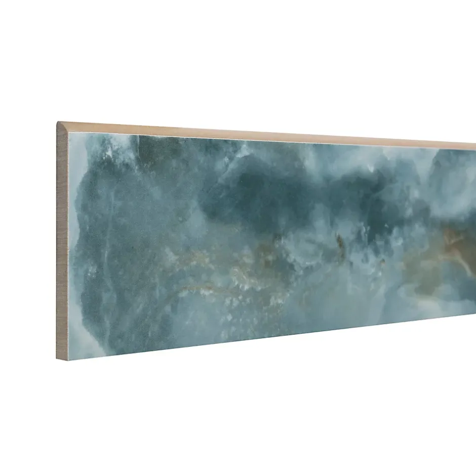 4 Plinthes carrelage intérieur effet marbre bleu poli L.60 x l.10,5 cm x Ép.10,5 mm, Iceland navy
