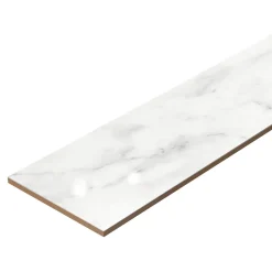 4 Plinthes en carrelage effet marbre blanc brillant L.60,8 x 9 cm x ép.8,5 mm, Aruma-GoodHome