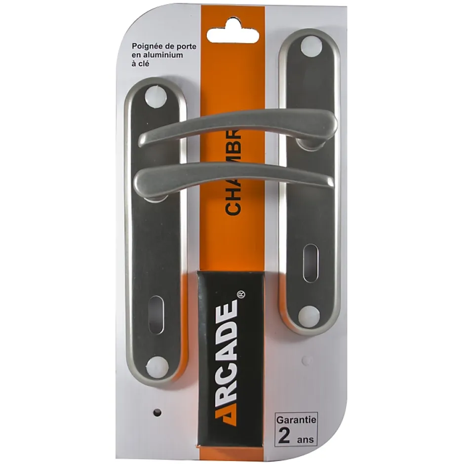 2 poignées de porte en aluminium à clé pour intérieure - garantie 2 ans-Arcade Clearance