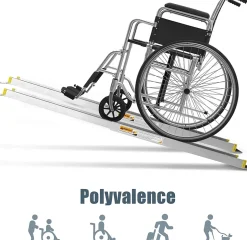 Giantex 2 Rampes de Chargement de Voiture Non glissantes en Aluminium Rampes de Fauteuil Roulant Portatives Telescopiques Antiderapante