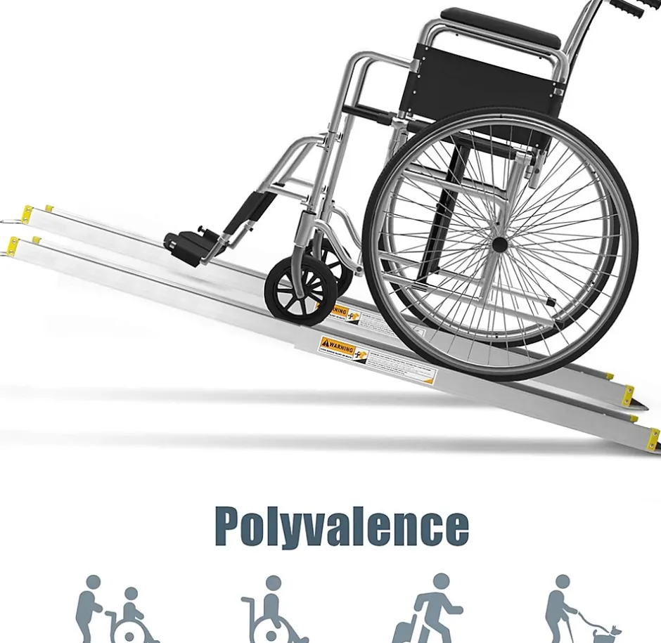 Giantex 2 Rampes de Chargement de Voiture Non glissantes en Aluminium Rampes de Fauteuil Roulant Portatives Telescopiques Antiderapante