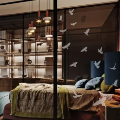 15 stickers oiseaux anti-collision translucide 95 x 95 cm-Ambiance Sticker
