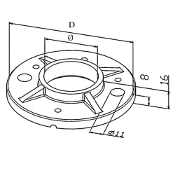 2 x Embase diam. 100 mm à souder + 3 vis de réglage - pour tube diam. 42,4 mm - Inox 316-MySystem Sale