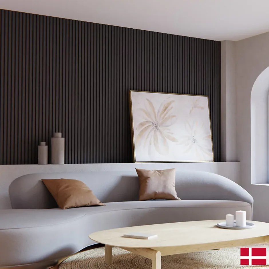 2 x Panneaux Acoustiques Decoratifs Muraux en Noir Mat 240x32 cm-Nordic Acoustics Clearance