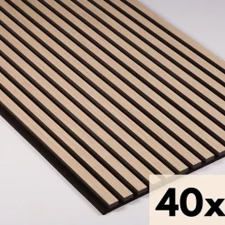 Nordic Acoustics 40 x Panneaux muraux acoustiques décoratifs PRO en tasseau de chêne classique de en 240x60cm