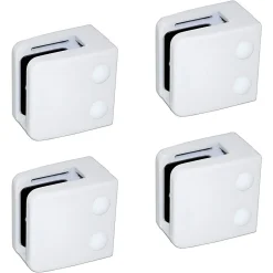 MySystem 4 x Pince à verre plate modèle 06 - Ep. verre 10,76 mm - Zamak blanc RAL 9016