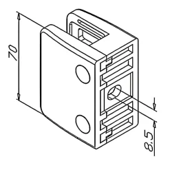 MySystem 4 x Pince à verre plate modèle 04 - Ep. verre 16,76 mm - Zamak aspect inox brossé