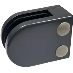 4 x Pince à verre plate modèle 02 - Ep. verre 9,52 mm - Zamak gris anthracite RAL 7016-MySystem Sale