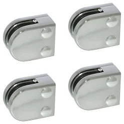 4 x Pince à verre plate modèle 00 - Ep. verre 6,76 mm - Zamak chromé brillant-MySystem Best