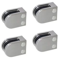4 x Pince à verre plate modèle 05 - Ep. verre 12 mm - Inox 316 brossé GR320-MySystem Best