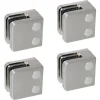 4 x Pince à verre plate modèle 01 - Ep. verre 10 mm - Zamak aspect inox brossé-MySystem Best